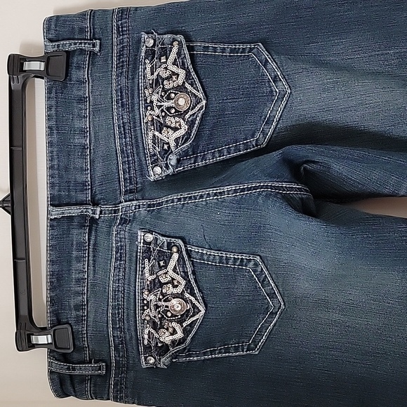 Natural Reflections Size 4 Bling Button Back Pocket Denim Blue Jeans - Picture 11 of 15